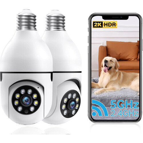 Outdoor Security Camera Light Bulb 3MP Color Night Vision
