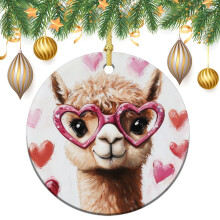 Brown Alpaca Ceramic Ornament with Heart 1 pc
