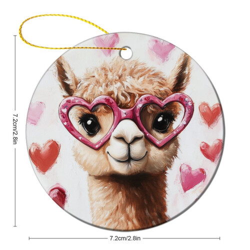 Brown Alpaca Ceramic Ornament with Heart 1 pc 1