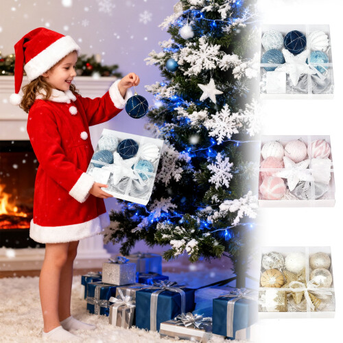 Frosted Sequin Christmas Balls Gold 18 pcs