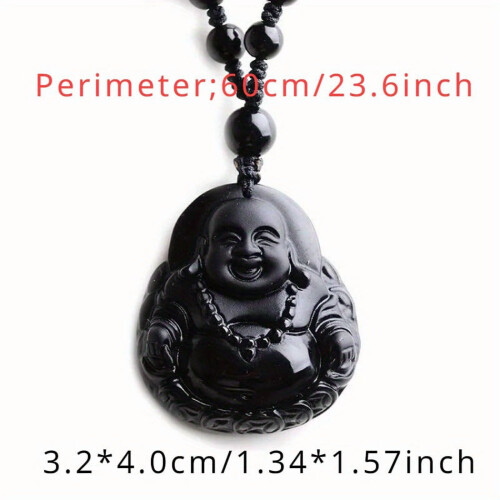 Obsidian Buddha Pendant Necklace Maitreya Charm 1 pc 1