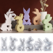 Easter Bunny Silicone Candle Mold Hollow Heart 1pc