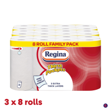 Regina Thirst Pockets Kitchen Towel Extra Absorbent - 24 Kitchen Rolls (3 x 8 Rolls)