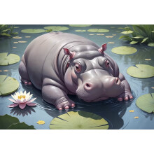 Anime-Style Hippo Wooden Jigsaw Puzzle 1000 Pieces