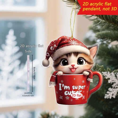2D Acrylic Coffee Cup Christmas Ornament Animal Design 2