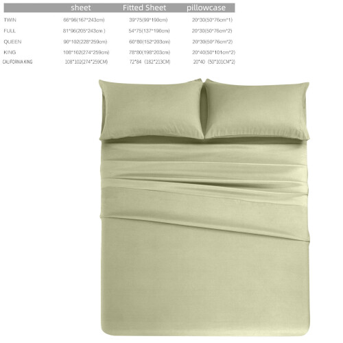 Bedding Set Polyester 4-Piece King Green 2