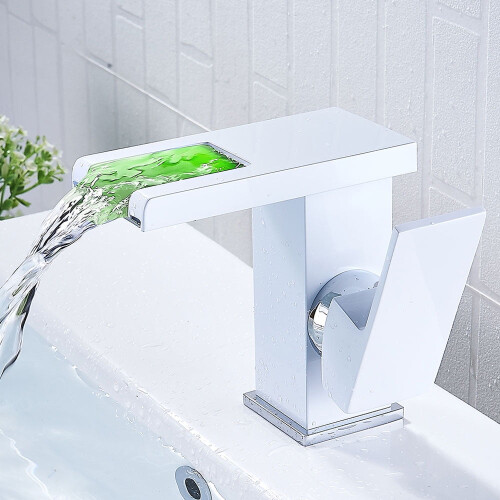 Waterfall LED Faucet Chrome Bathroom Kitchen Sink 1