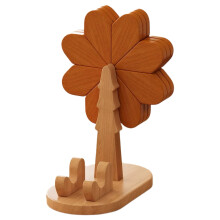 Dark Wood Windmill Ornament Set with Phone Stand and