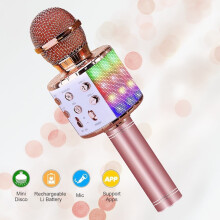 Wireless Karaoke Mic for Kids Gold 4-in-1 Portable