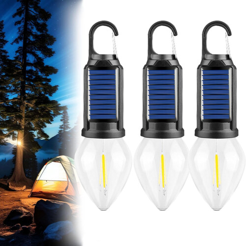 Solar Rechargeable Camping Light with Clip, IPX4