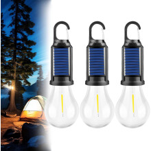 Solar Rechargeable Camping Light with Clip, 3 Modes, IPX4