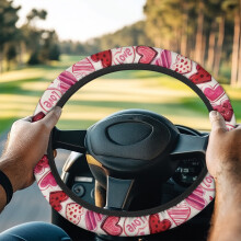 Heart Pattern Golf Cart Steering Wheel Cover Universal Fit