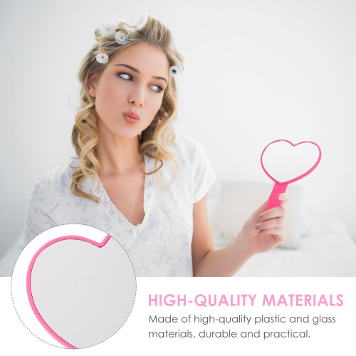 Heart-Shaped Hand Mirror ABS Orange Makeup Mirror 2 pcs 1