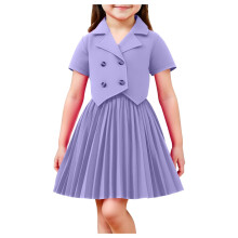 Purple Girls Blazer Dress Set Size 6-7 Short Sleeve Top