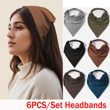Women's Elastic Boho Triangle Headband Scarf 6-Pack