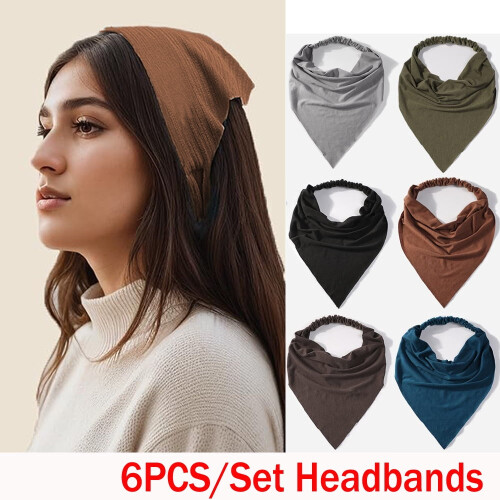 Women's Elastic Boho Triangle Headband Scarf 6-Pack