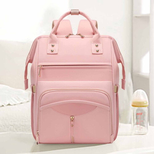 Diaper Bag Pink Multi-Functional Large Capacity 2