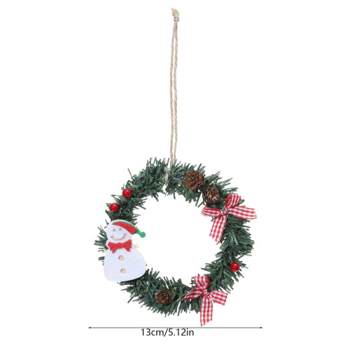 Mini Christmas Wreath Ornament Artificial Pinecone with Red 2