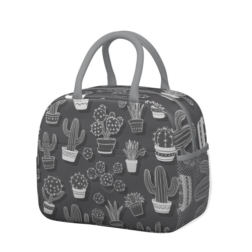 Insulated Leakproof Lunch Bag Cactus Design 1 Pack