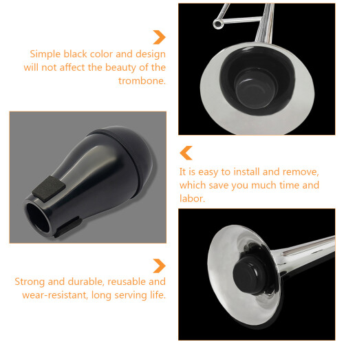 Black Plastic Trombone Straight Mute 1 Piece 2
