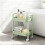 Two-Tier Rolling Cart Green with Handles and Locking Casters 2