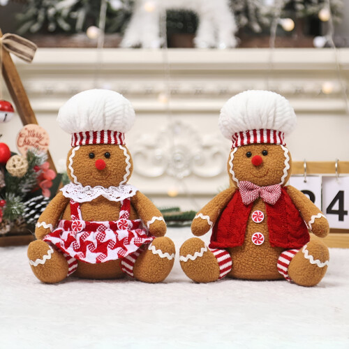 Gingerbread Man Plush Doll Soft Stuffed Holiday Decor Toy