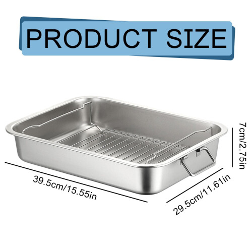 Stainless Steel Roasting Pan with Rack 1 Piece 2