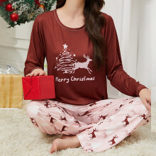 Flannel Pajama Set Long Sleeve Top and Pants