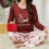 Flannel Pajama Set Long Sleeve Top and Pants 1