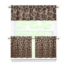 Brown Gradient Leopard Kitchen Curtains Set 3-Piece