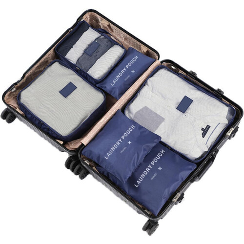 Packing Cubes Set Navy Blue Polyester 6-Piece 1
