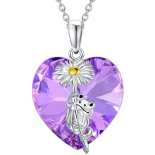 Frog Necklace in 925 Sterling Silver with Birthstone Crystal