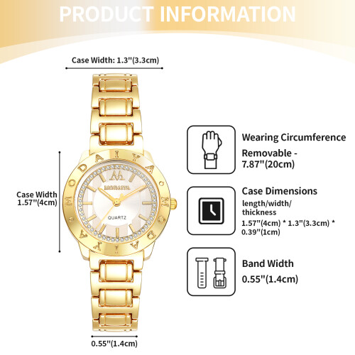 Women's Analog Quartz Round Watch with Detachable Strap and 2