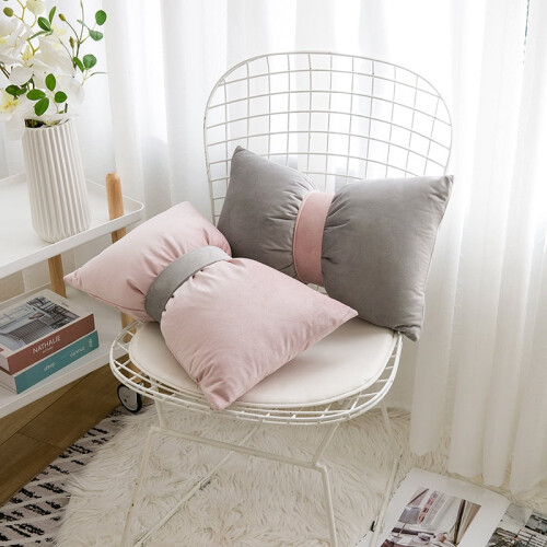 Pink Bow Pillow Soft Decorative Throw Pillow 30x50cm 1