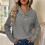 Knit Sweater Top Women Collared Dark Gray M 2