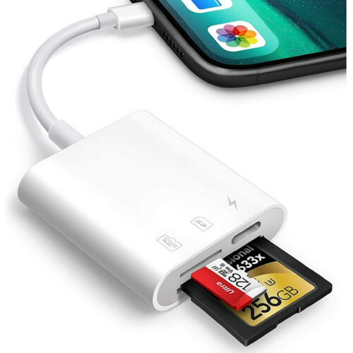 SD Card Reader for iPhone iPad Trail SLR Cameras Dual Slot