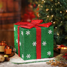 Christmas PVC Gift Box Ornament Green 5.9x5.9x5.9 in