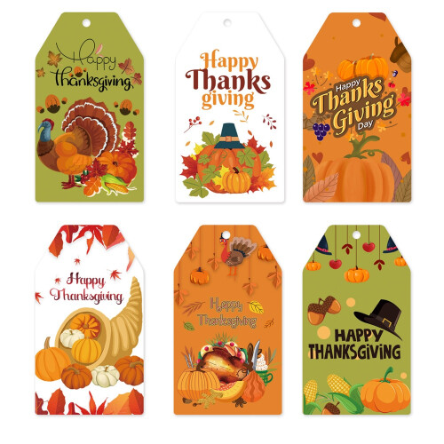 Thanksgiving Gift Tags Pumpkin Maple Leaf Design 60 Pieces 1