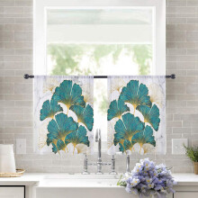 Sheer Curtains Ginkgo Biloba Marble Texture 52x54 in 2