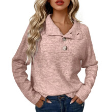 Women's Pink Lightweight Long Sleeve Pullover Sweater