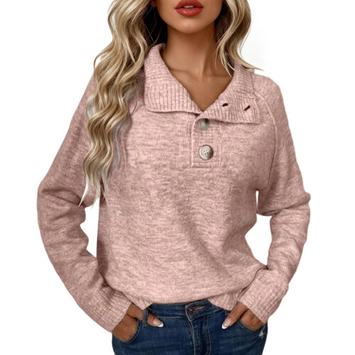 Women's Pink Lightweight Long Sleeve Pullover Sweater