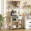 Homcom HOMCOM Kitchen Bakers Rack, Microwave Stand with Storage Shelves and 6 Hooks 1