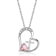 Heart Cross Birthstone Necklace for Goddaughter Women