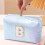 Blue Embroidered Cosmetic Travel Bag with Alphabet Design 6