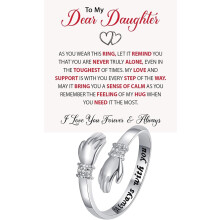 Stainless Steel Adjustable Hug Ring Engraved Always With