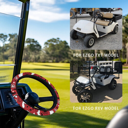 Heart Pattern Steering Wheel Cover for Golf Carts and 1