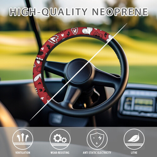 Heart Pattern Steering Wheel Cover for Golf Carts and 2