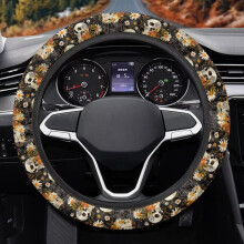 Skull and Daisy Steering Wheel Cover Flannel 1 Pack