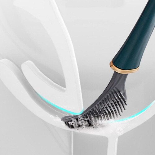 Flexible Toilet Brush Set Wall-Mounted Flat Head 360