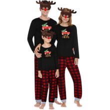 Family Pajama Set Christmas Letter Print Top Plaid Pants